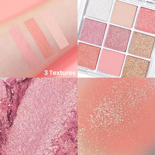 9Colors Rose Gold Dark Brown Colorful Eyeshadow Palette Makeup,Matte Shimmer Korean Natural Neutral Smokey Eye Eyeshadow palettes