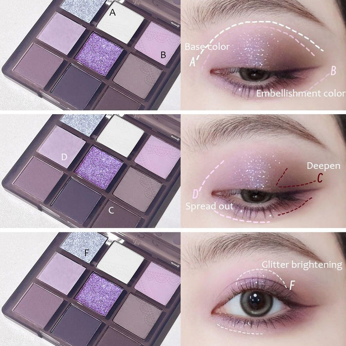 9 Colors Purple Silver White Tan Grape Matte Shimmer Eyeshadow Palette for Eye Makeup,High Pigmented Brown Eye Shadow Primers Powder Palet de sombras de ojos