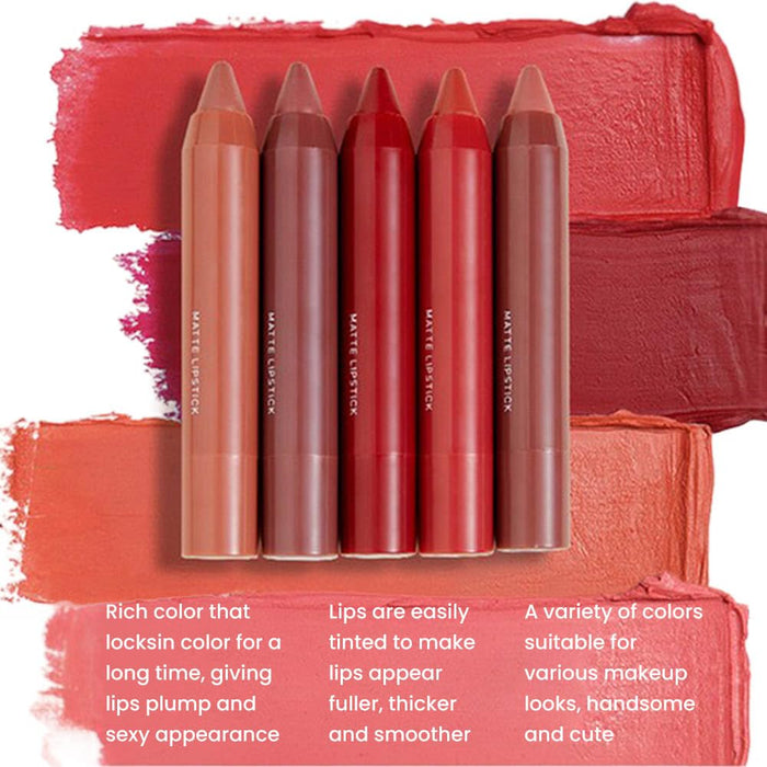 Roll over image to zoom in 3 Colors Matt Nude Lipstick Lipliner Lip Crayons Pack Set,Velvet Moisture Smooth Matte Lipstick Pencils,Waterproof&Waterlasting,#01#03#07