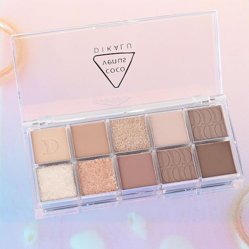 10Colors Light Brown Nude Silver Eyeshadow Palette Makeup,Natural Neutral Highly Pigmented Eye Shadow,Naturing-Looking Long Lasting