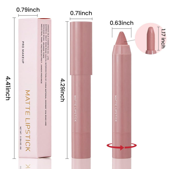 Roll over image to zoom in 3 Colors Matt Nude Lipstick Lipliner Lip Crayons Pack Set,Velvet Moisture Smooth Matte Lipstick Pencils,Waterproof&Waterlasting,#01#03#07