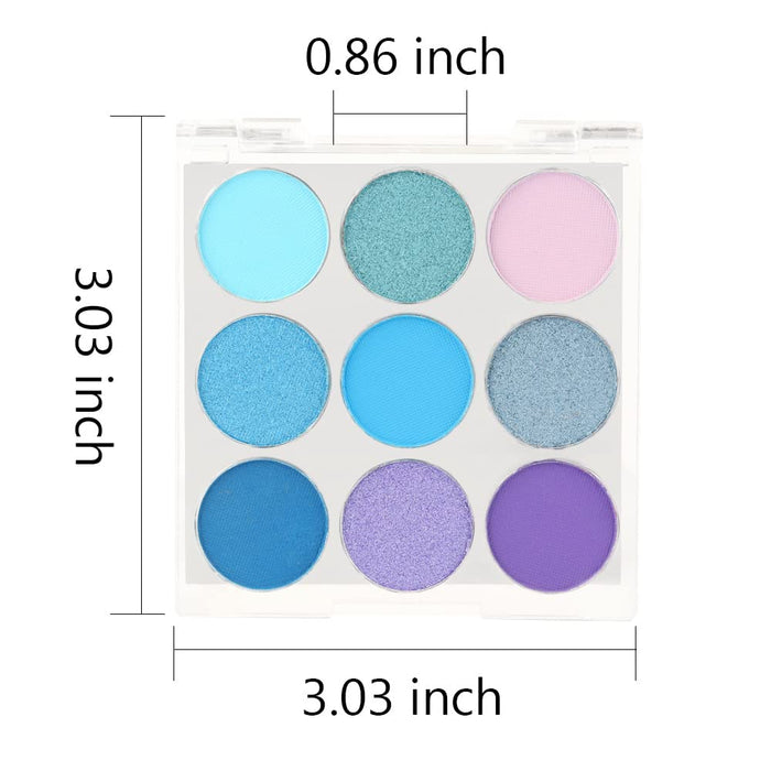 9 Colors Shimmer Matte Blue Eyeshadow Palette.Highly Pigmented Light Blue Eyeshadow Dark Blue Eye shadow Paleta.Blendability Shiny Matte Blue Makeup Powder Palet.paleta de sombras de ojos azul