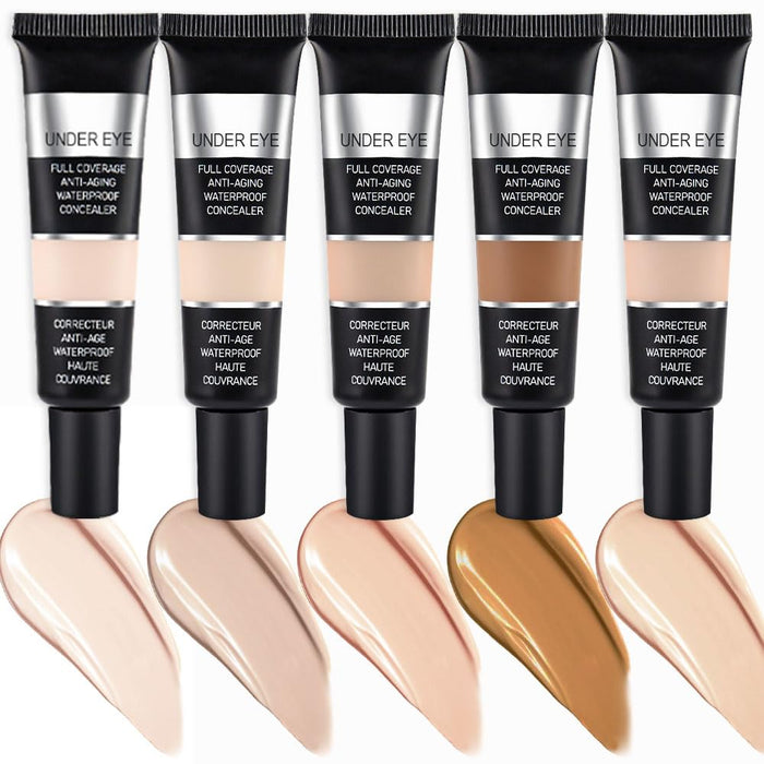 Pro Under Eye Full Coverage Liquid Concealer to Cover Dark Circles, Scars,Redness,Spots,Fine Lines,Corrector Anti-Aging Natural Finish, Moistening Smooth Cream,Waterproof 0.4 * 2 fl oz-Beige+Nude