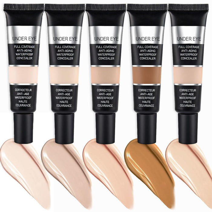 Pro Under Eye Full Coverage Liquid Concealer to Cover Dark Circles, Scars, Redness, Spots, Fine Lines, Corrector Anti-Aging Natural Finish, Moistening Smooth Cream, Waterproof 0.4 fl oz - Light#