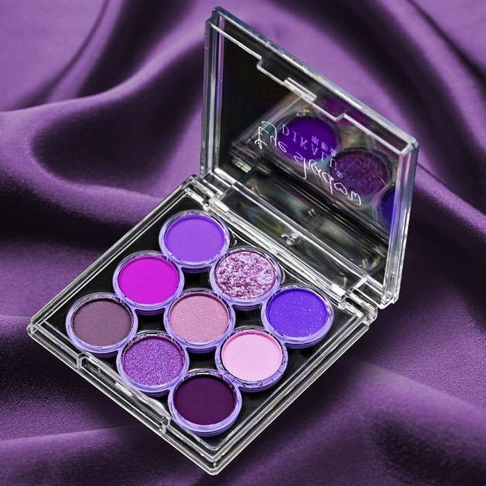 Waterproof 9 Colors Shimmer Matte Eyeshadow Palette.Longwearing Highly Pigmented Glitter Powder Palet.Matt Pink Shiny Purple Eye shadow Palet Eye Makeup.paleta de sombras moradas