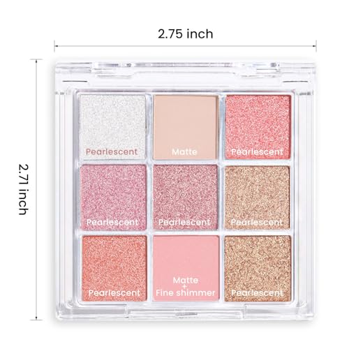 9Colors Rose Gold Dark Brown Colorful Eyeshadow Palette Makeup,Matte Shimmer Korean Natural Neutral Smokey Eye Eyeshadow palettes