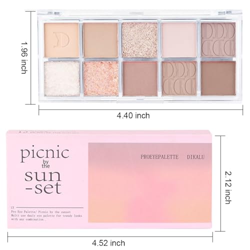 10Colors Light Brown Nude Silver Eyeshadow Palette Makeup,Natural Neutral Highly Pigmented Eye Shadow,Naturing-Looking Long Lasting