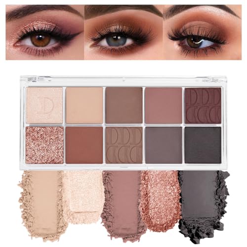 10Colors Pink Gold Brown Colorful Eyeshadow Palette Makeup,Natural Neutral Highly Pigmented Eye Shadow,Naturing-Looking Long Lasting Waterpr