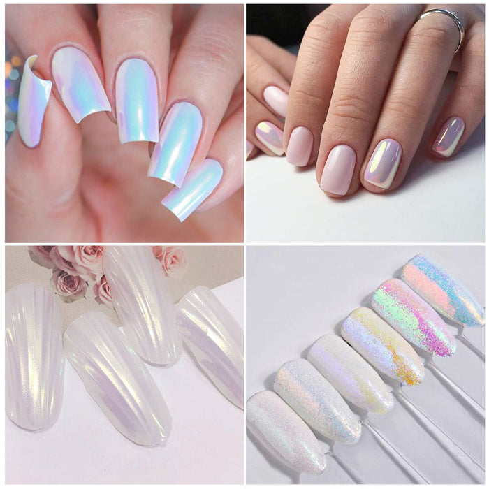 Buy PrettyDiva Chrome Nail Powder - 7 Colors White Pearl Chrome Nail Powder  Set, Metallic Nail Powder Mirror Effect White Chrome Powder Iridescent Nails  Powder Manicure Pigment Online at Lowest Price Ever
