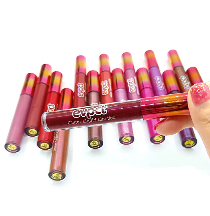 evpct 7Pcs Pink Red Glitter Matte Lip Liner and Liquid Lipstick Set Kit  Long Lasting, Matte to Lip Glitter Metallic Dark Red Sparkle Sparkly Glossy
